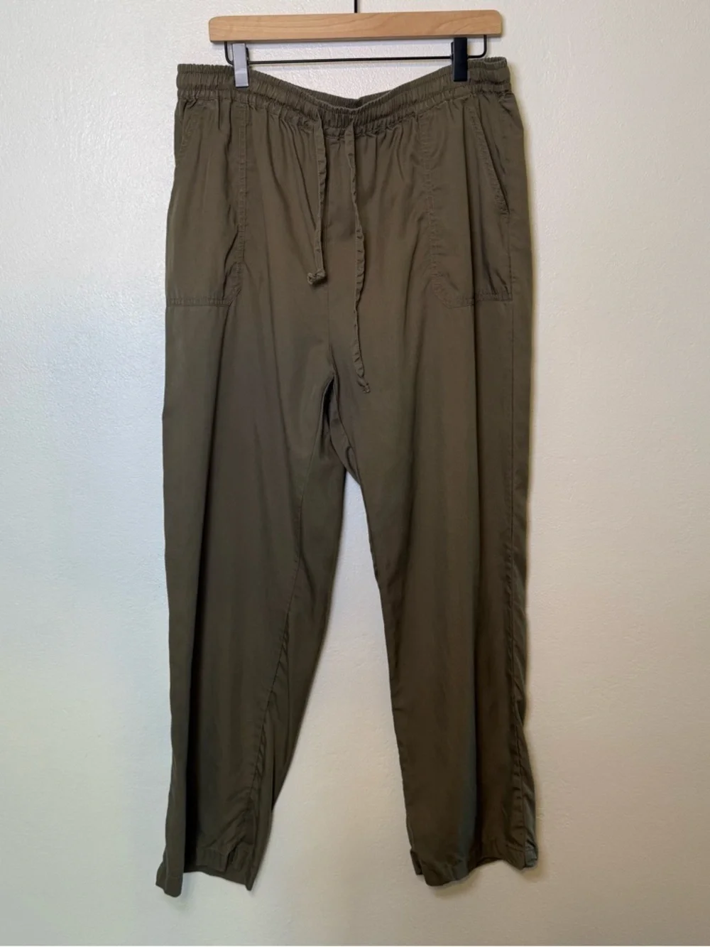 Magaschoni 100% Tencel Womens Wide Leg Pants Size XL Green Lightweight Trousers